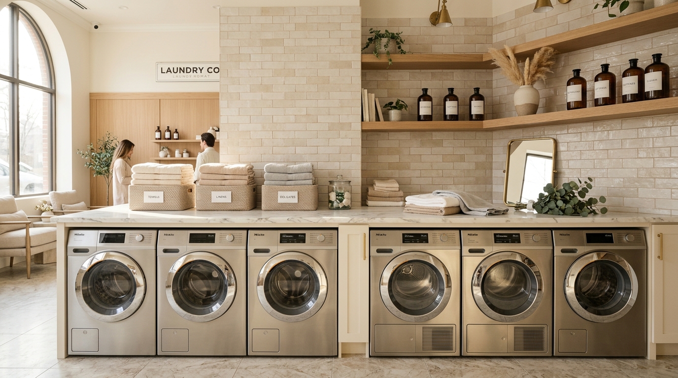 Commercial precision laundry machines in boutique setting